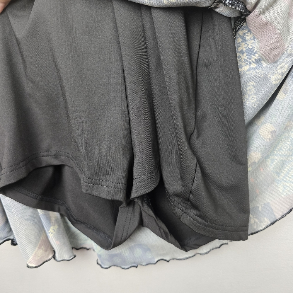 Mesh Halter Patch Multi-Layer Hem Skort Dress Gre… - image 6